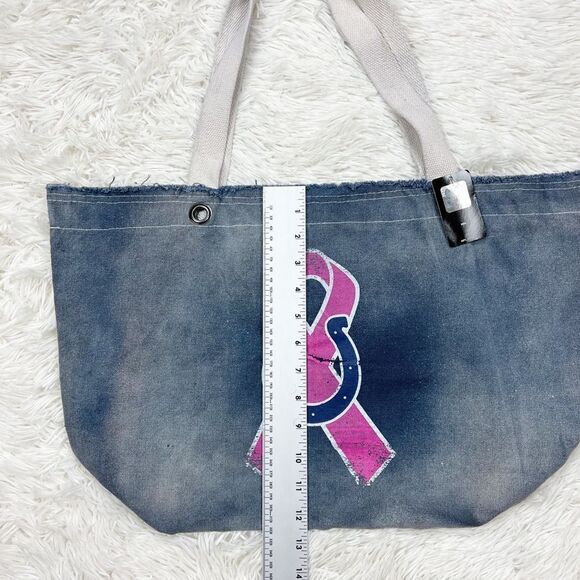 NFL Indianapolis Colts Blue Denim Breast Cancer Tote Bag - Picture 3 of 8